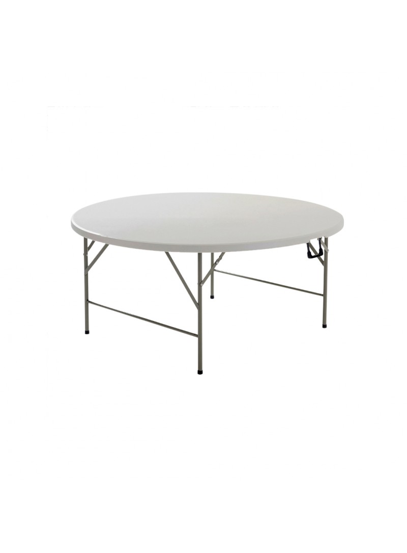 Table de réception pliante 6 personnes - 150 cm - Structure acier et  plateau en polyéthylene PEHD - Blanc